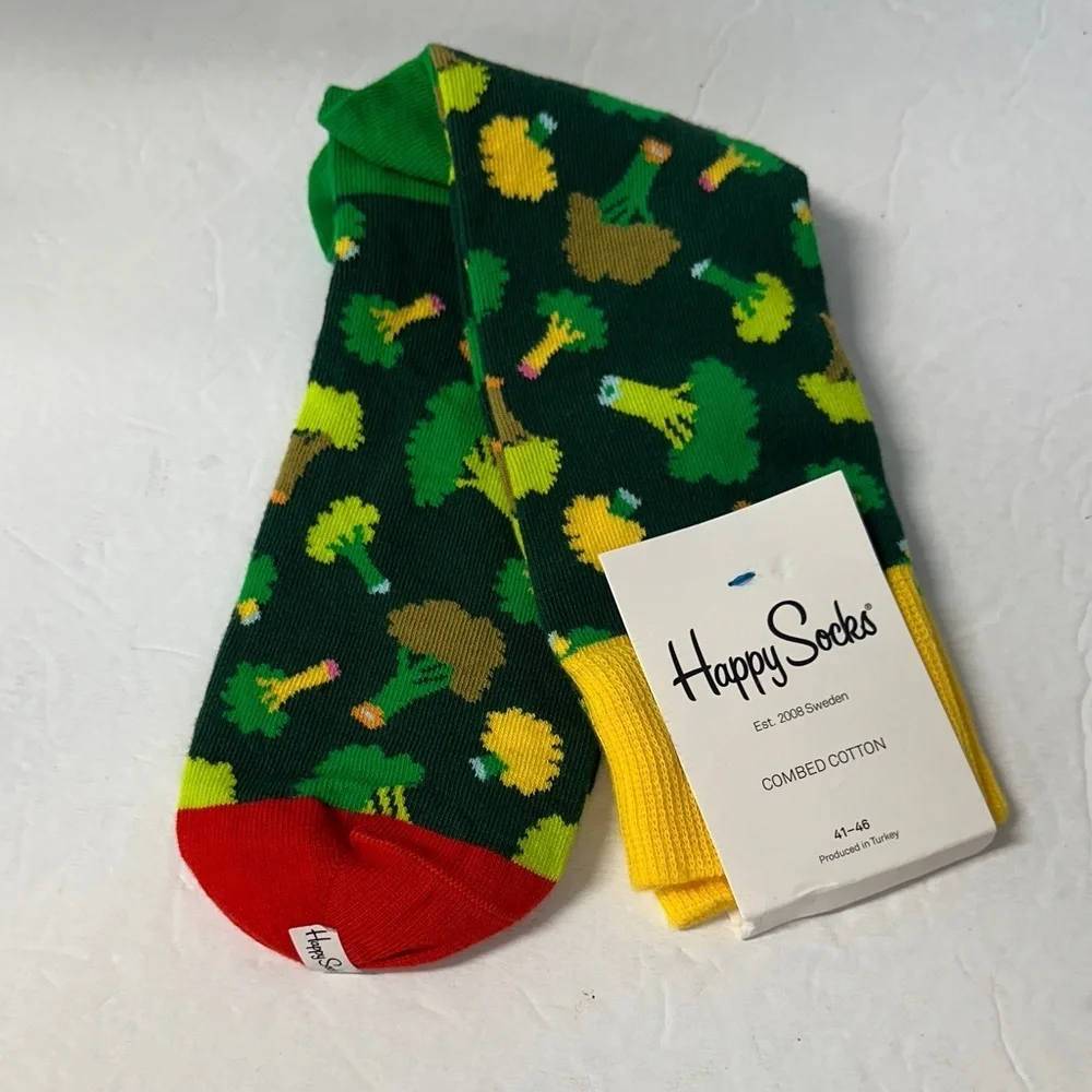 NWT Happy Socks Broccoli Green Multicolor Socks